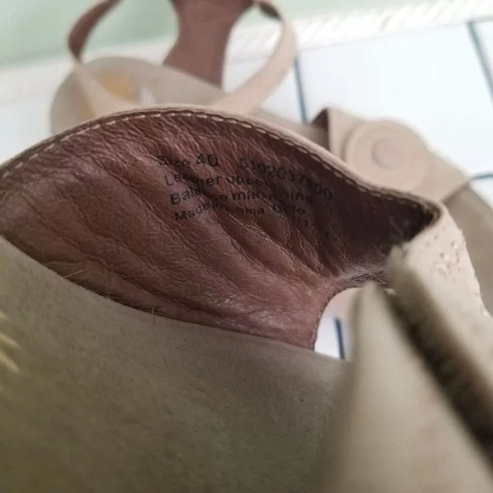 Dansko 40‎ Sand Tan Leather Sandals Platform Chunky Open Toe 9.5 10 IRIS